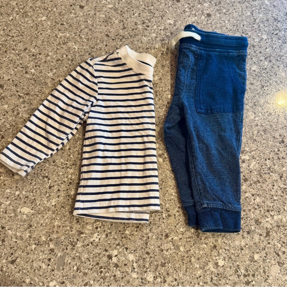 Oshkosh B’gosh l Striped Long Sleeve Shirt & Jogger Set l Top:6-9M/Joggers: 9M